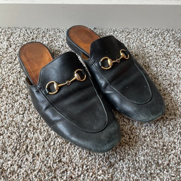 Gucci Shoes - Gucci | Authentic Black Leather Princetown Horsebit Flat Mules